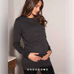 Seraphine Maternity Charcoal Cotton Lift Up Maternity & Nursing Sweater XS
